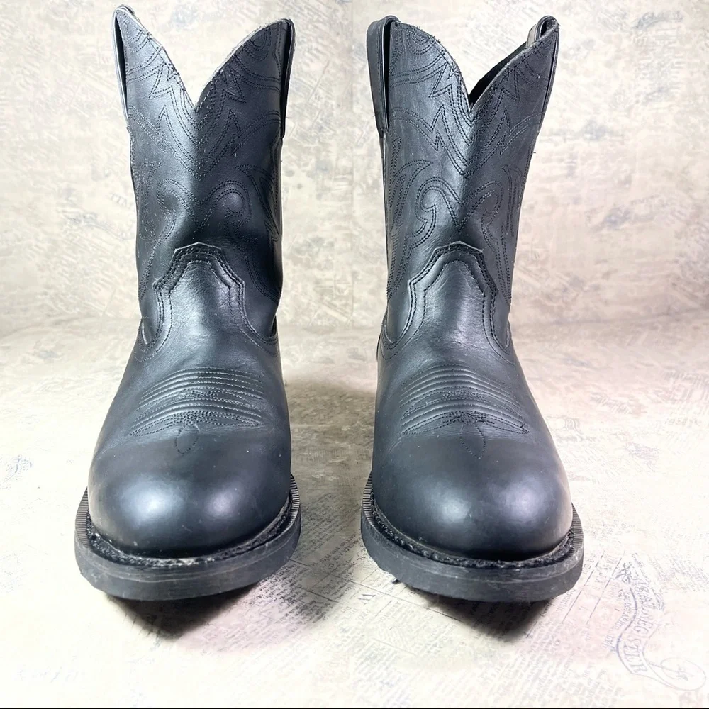 Durango Farm N Ranch Black Leather Western Cowboy Boots Work Boots